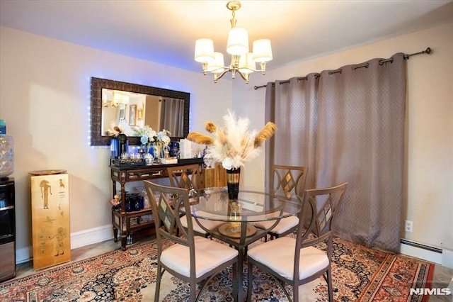 131 Shaler Ave, Fairview, NJ 07022 - dining space featuring a chandelier and a baseboard radiator