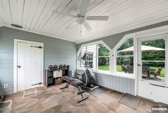 821 Glen Ave, Ridgewood, NJ 07450 - sunroom / solarium featuring ceiling fan and vaulted ceiling