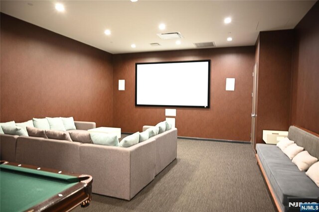320 Adolphus Ave Unit 422, Cliffside Park, NJ 07010 - carpeted home theater room with recessed lighting and billiards table