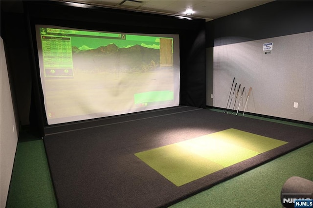320 Adolphus Ave Unit 422, Cliffside Park, NJ 07010 - game room featuring golf simulator, carpet, and a drop ceiling