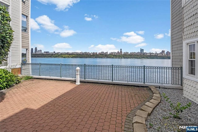 330 The Promenade, Edgewater, NJ 07020 - view of patio / terrace featuring a water view and a city view