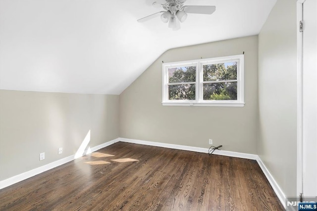 243 Lafayette Ave, Passaic, NJ 07055 - additional living space with a ceiling fan, vaulted ceiling, and dark wood finished floors