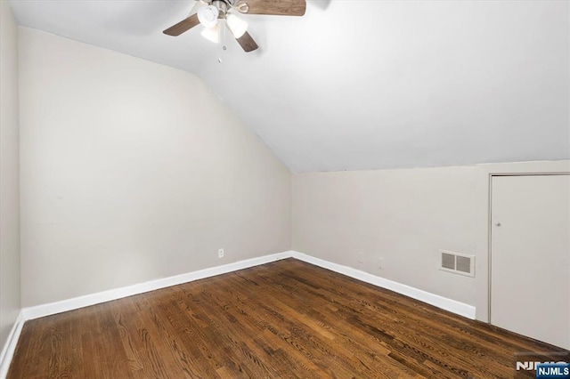 243 Lafayette Ave, Passaic, NJ 07055 - bonus room with lofted ceiling, a ceiling fan, and dark wood-type flooring