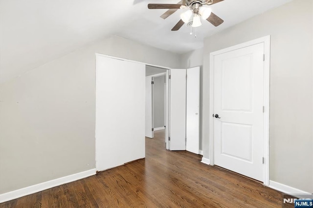 243 Lafayette Ave, Passaic, NJ 07055 - unfurnished bedroom featuring wood finished floors, ceiling fan, and lofted ceiling