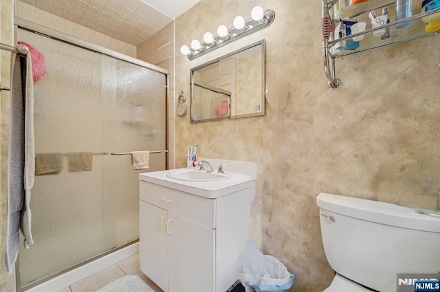 30 Sinclair Dr, Wayne, NJ 07470 - bathroom featuring vanity, a stall shower, and tile patterned flooring