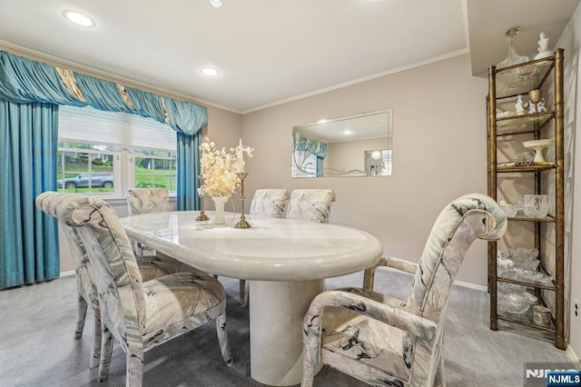 30 Sinclair Dr, Wayne, NJ 07470 - dining space featuring carpet, recessed lighting, and crown molding