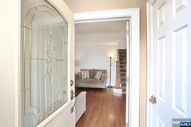393 High St, Nutley, NJ 07110 - corridor featuring dark wood finished floors