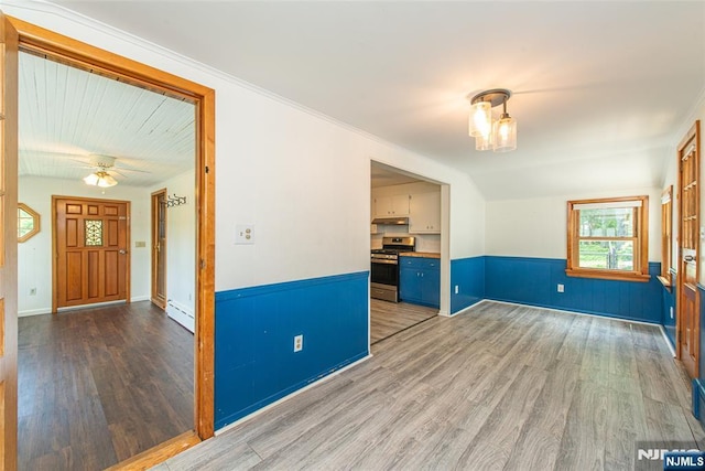51 Lake Trl, Wayne, NJ 07470 - empty room with wood finished floors, wainscoting, and ceiling fan