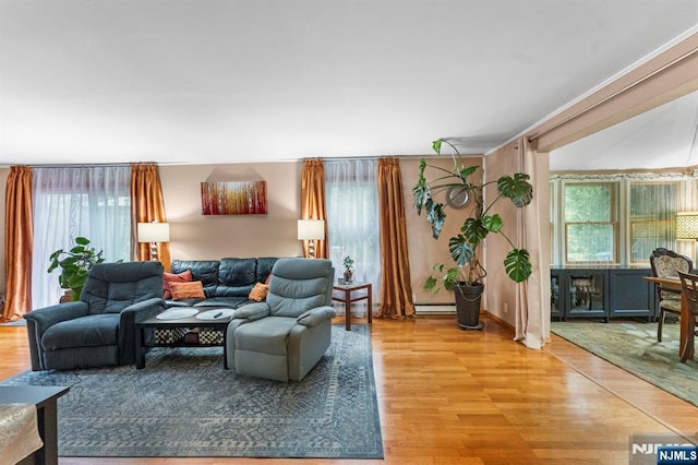 159 Oak Ridge Rd, West Milford, NJ 07438 - living room featuring light wood-style flooring and a baseboard radiator