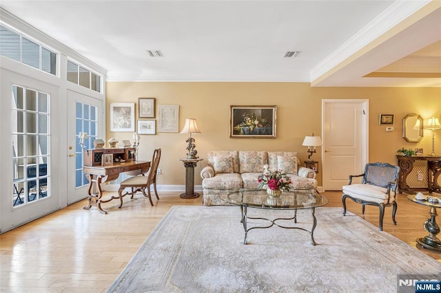 7108 Ravenscroft Rd Unit 555, Clifton, NJ 07013 - living room featuring ornamental molding, wood finished floors, and an office area