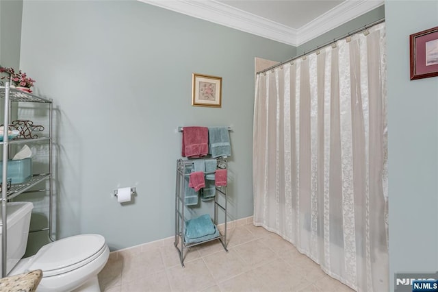 7108 Ravenscroft Rd Unit 555, Clifton, NJ 07013 - full bath with ornamental molding, tile patterned flooring, and curtained shower