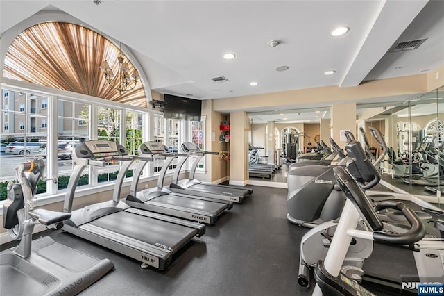 7108 Ravenscroft Rd Unit 555, Clifton, NJ 07013 - exercise room featuring recessed lighting