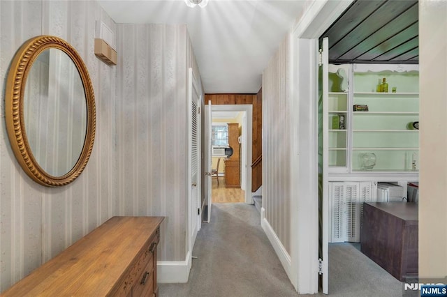 486 Summit Ave, Oradell, NJ 07649 - hallway featuring wallpapered walls and carpet floors