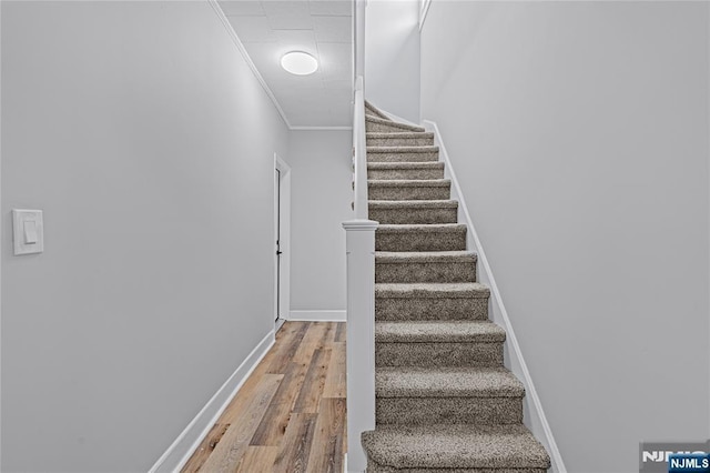 6 Pleasant Ave, Clifton, NJ 07013 - stairway featuring crown molding and wood finished floors