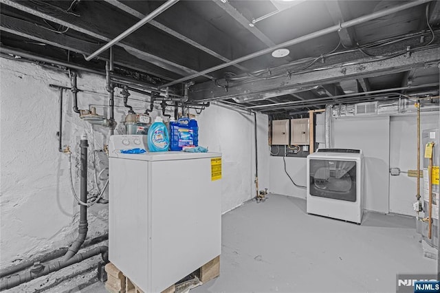 6 Pleasant Ave, Clifton, NJ 07013 - unfinished below grade area with independent washer and dryer and electric panel