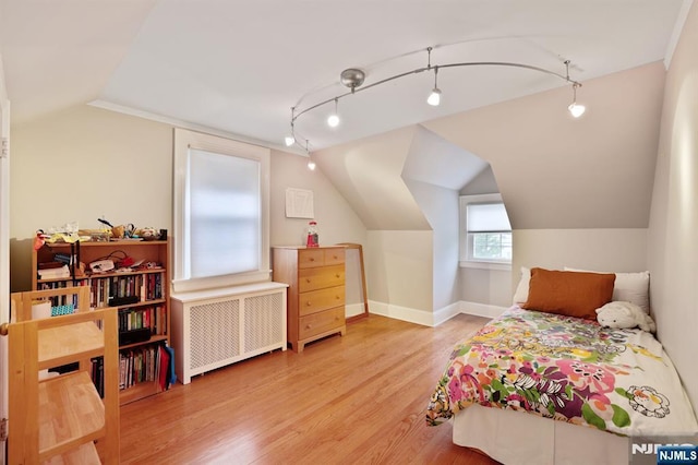 37 Franklin St, Cedar Grove, NJ 07009 - bedroom with radiator heating unit, wood finished floors, and vaulted ceiling