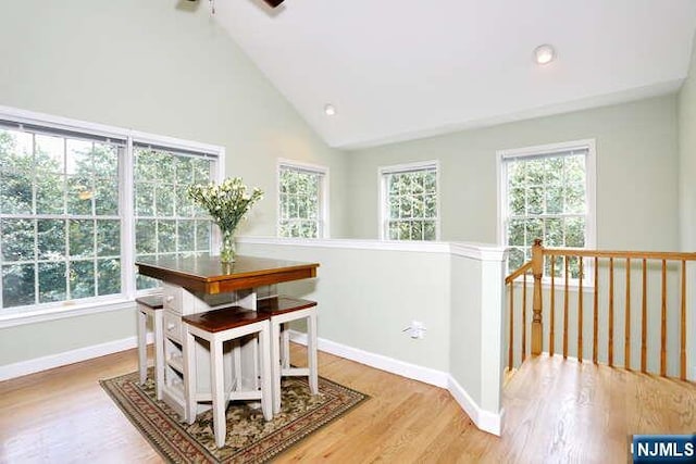 84 Pheasant Run Unit 84, Old Tappan, NJ 07675 - dining space with healthy amount of natural light, wood finished floors, and high vaulted ceiling