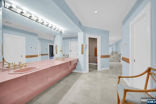326 Ridge Rd, Cedar Grove, NJ 07009 - full bath with double vanity and recessed lighting