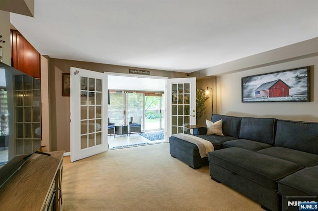 611 Maze Rd, River Vale, NJ 07675 - living area featuring light carpet and french doors