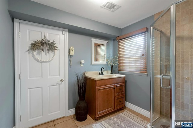 611 Maze Rd, River Vale, NJ 07675 - bathroom with a shower stall, vanity, and tile patterned flooring