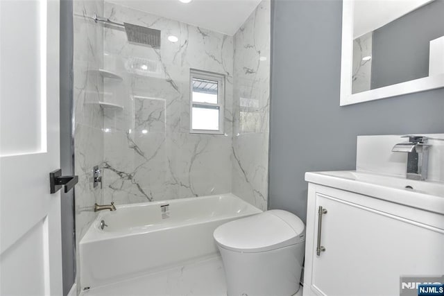 584 N Lake Shr, West Milford, NJ 07421 - full bathroom featuring vanity,  shower combination, and marble finish flooring