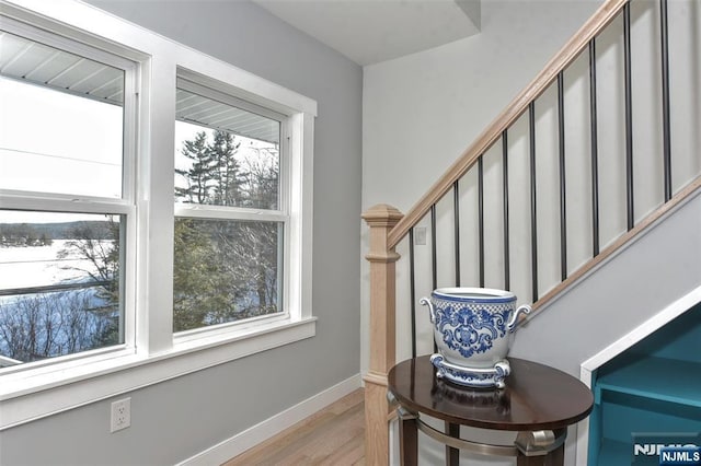 584 N Lake Shr, West Milford, NJ 07421 - staircase with wood finished floors and baseboards