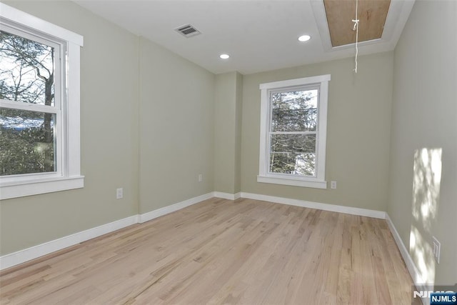 584 N Lake Shr, West Milford, NJ 07421 - spare room with attic access, light wood-style floors, and recessed lighting