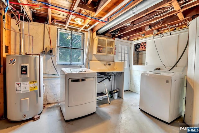 76 Hillside Rd, Sparta, NJ 07871 - washroom with water heater and washer and dryer