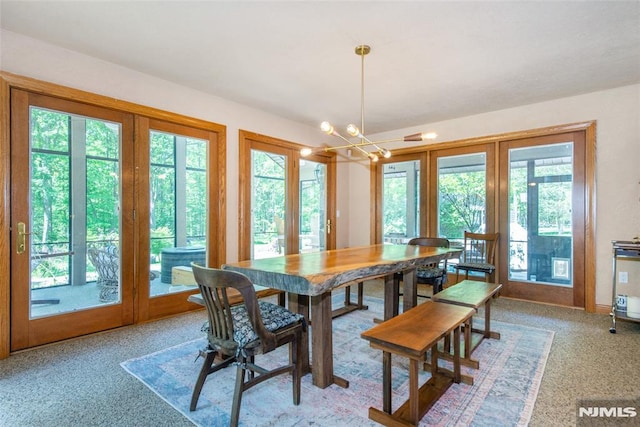 69 Mount Pleasant Rd, Knowlton, NJ 07832 - dining room featuring plenty of natural light, a chandelier, and light carpet