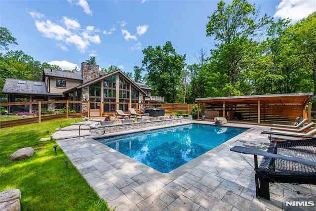 69 Mount Pleasant Rd, Knowlton, NJ 07832 - view of swimming pool featuring a patio area and a fenced backyard