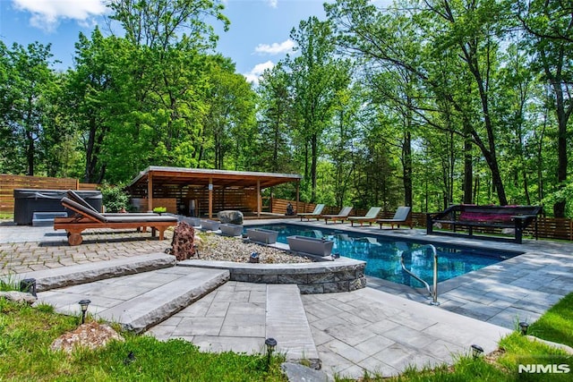 69 Mount Pleasant Rd, Knowlton, NJ 07832 - swimming pool featuring a hot tub and a patio