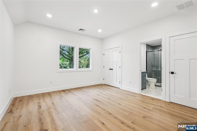 492 Oaktree Rd, Oradell, NJ 07649 - unfurnished bedroom with light wood finished floors, recessed lighting, and ensuite bathroom