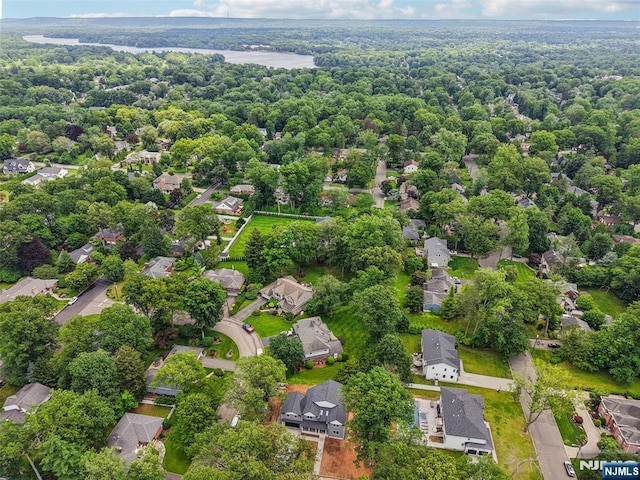 492 Oaktree Rd, Oradell, NJ 07649 - aerial perspective of suburban area featuring a heavily wooded area