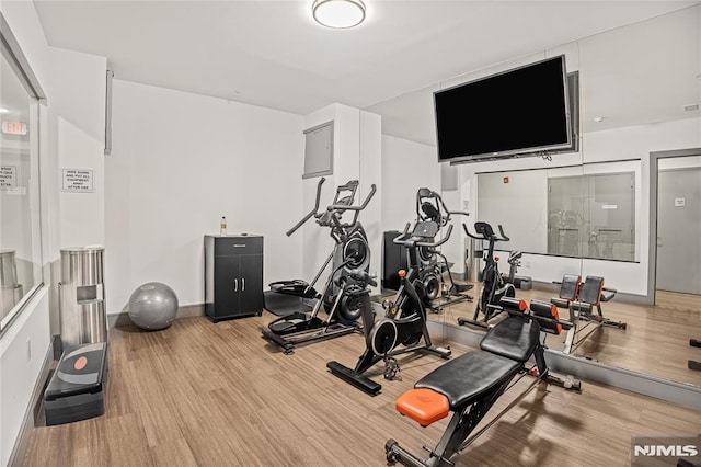 6401 Park Ave Unit 401, West New York, NJ 07093 - exercise area featuring wood finished floors