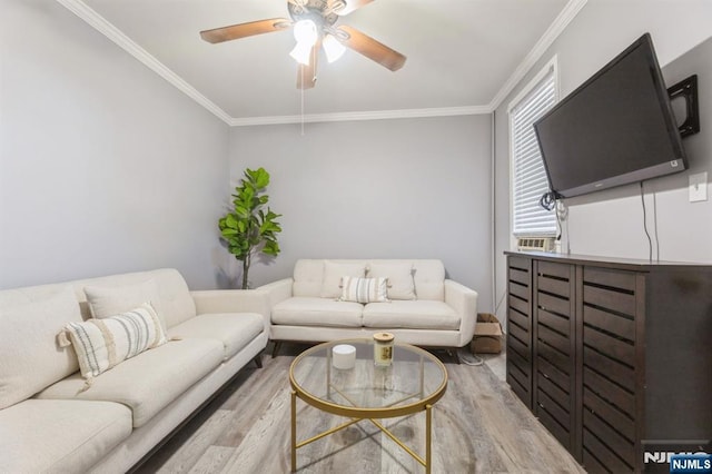 187 Wallington Ave, Wallington, NJ 07057 - living area with wood finished floors, crown molding, and a ceiling fan