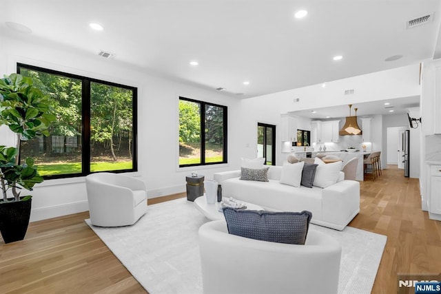 452 Oregon St, Paramus, NJ 07652 - living area featuring light wood-style floors and recessed lighting