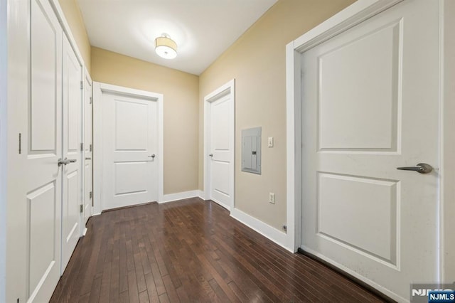 110-114Br Broad, Newark, NJ 07104 - hall with electric panel and dark wood-style floors