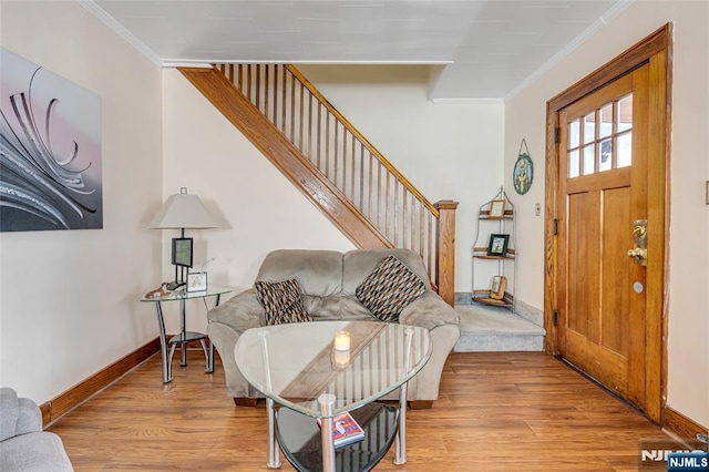 1 Whittlesey Ave, West Orange, NJ 07052 - foyer entrance featuring ornamental molding, wood finished floors, and stairs