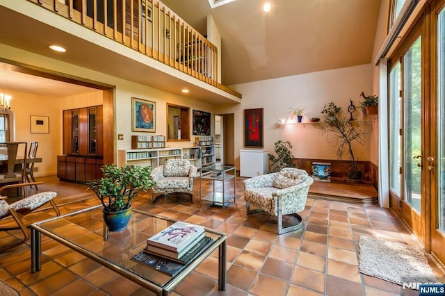 279 Jefferson Ave, Cresskill, NJ 07626 - living room with plenty of natural light, high vaulted ceiling, and recessed lighting