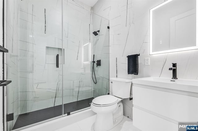 404 Willard Rd, Paramus, NJ 07652 - bathroom with vanity, a marble finish shower, and pet washing station