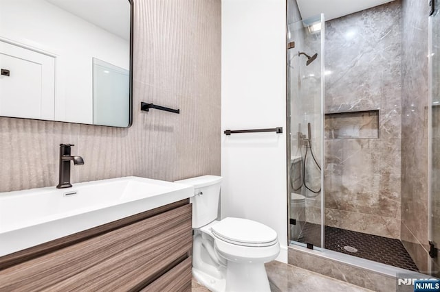 404 Willard Rd, Paramus, NJ 07652 - full bathroom featuring vanity, a tile shower, and tile patterned floors