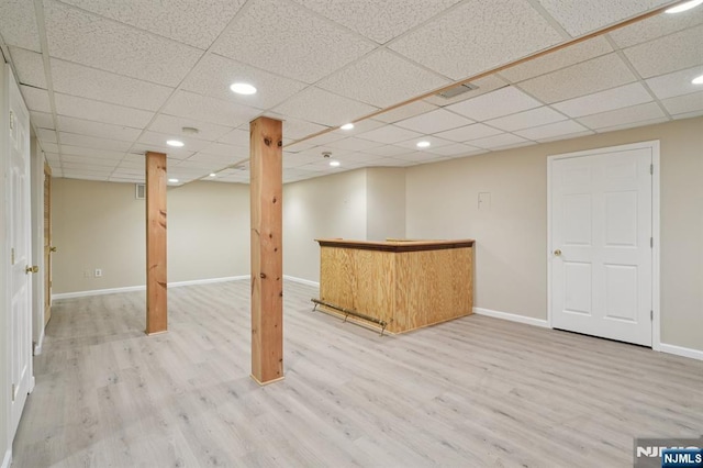 71 Butternut Dr Unit 71, Wayne, NJ 07470 - finished basement with wood finished floors, a dry bar, recessed lighting, and a paneled ceiling