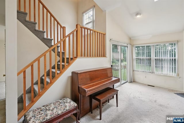71 Butternut Dr Unit 71, Wayne, NJ 07470 - stairs featuring plenty of natural light, carpet floors, and high vaulted ceiling