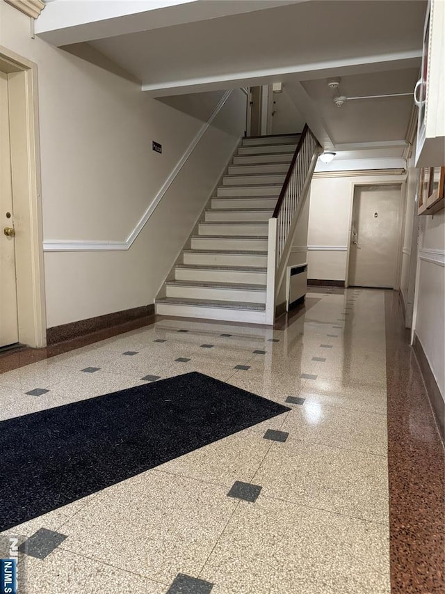 3081 Edwin Unit 2E, Fort Lee, NJ 07024 - stairway with baseboards