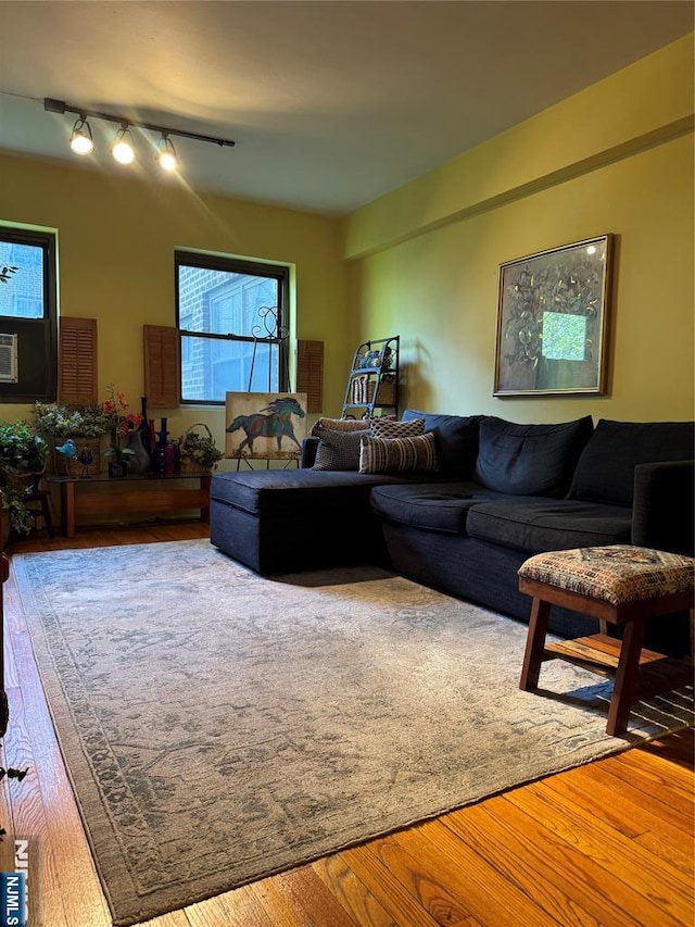 3081 Edwin Unit 2E, Fort Lee, NJ 07024 - living room with wood-type flooring and track lighting