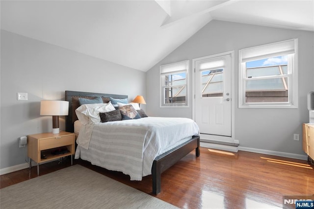 187 Wayne St Unit 405, Jersey City, NJ 07302 - bedroom with wood finished floors and vaulted ceiling