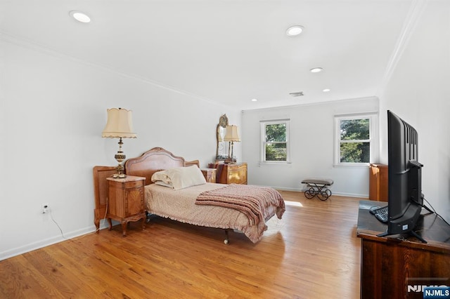 506 Salem St, Paramus, NJ 07652 - bedroom featuring ornamental molding, light wood-style floors, and recessed lighting