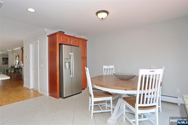 400 Lawton Ave Unit C0400, Cliffside Park, NJ 07010 - dining area with crown molding, a baseboard radiator, and recessed lighting