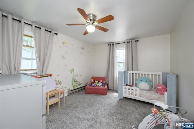 20 Card St, Hamburg, NJ 07419 - bedroom with baseboard heating, carpet, and ceiling fan