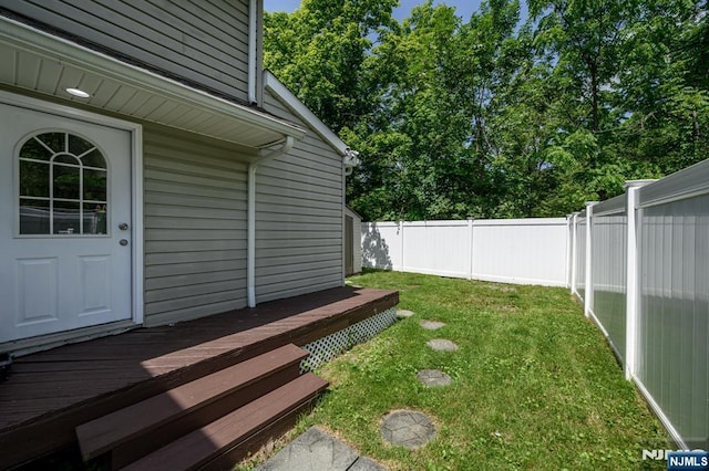 20 Card St, Hamburg, NJ 07419 - fenced backyard featuring a wooden deck